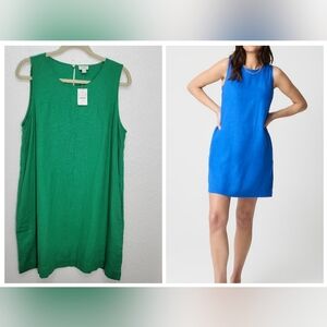 J.Crew Linen-Blend Sleeveless Mini Dress In Green CK843 Size 14 Kelly Green